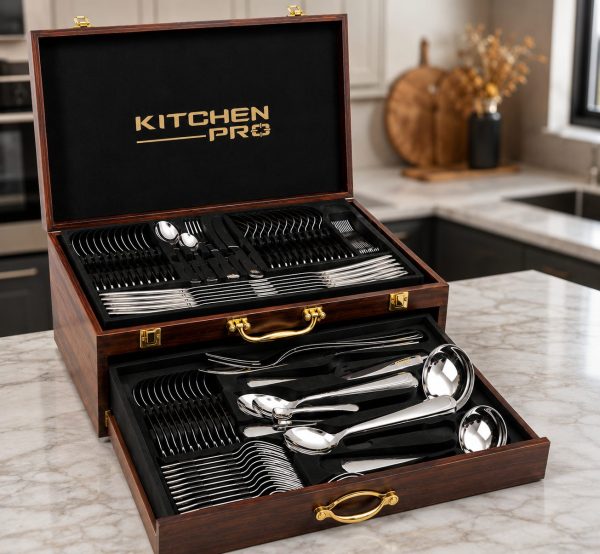 Série Ménagère Kitchen Pro – 86 Pièces en Acier Inoxydable 18/10
